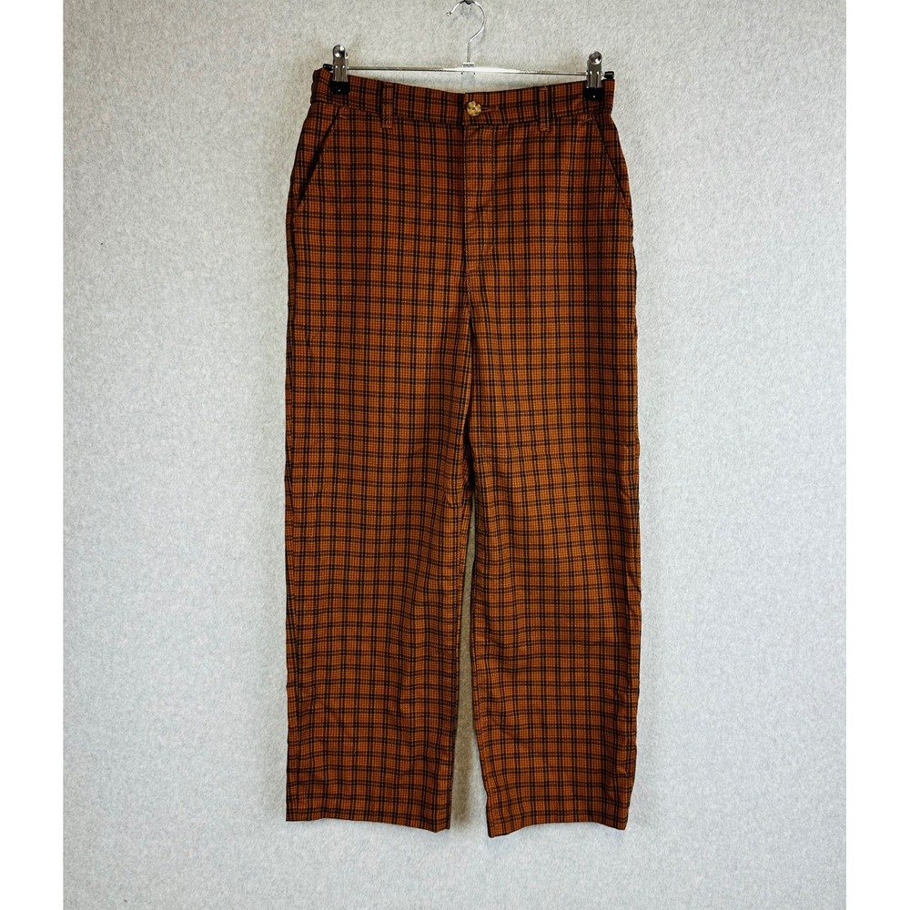 Levi's Womans Small Straight Leg Pants Plaid High Elastic Waist Brown Black - Picture 7 of 12